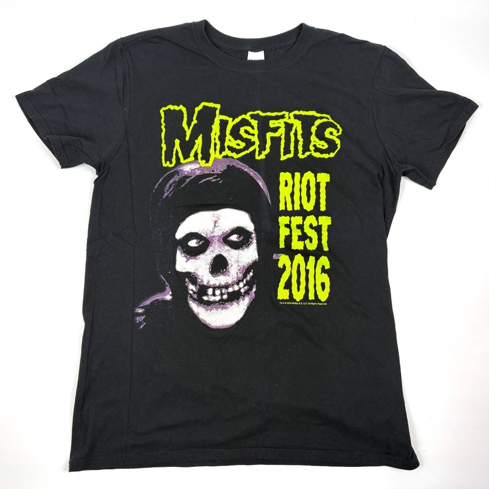 Misfits Riot Fest 2016 Tour Tee Shirt Mens Sz M Black Chicago 9/18/16 Punk Rock
